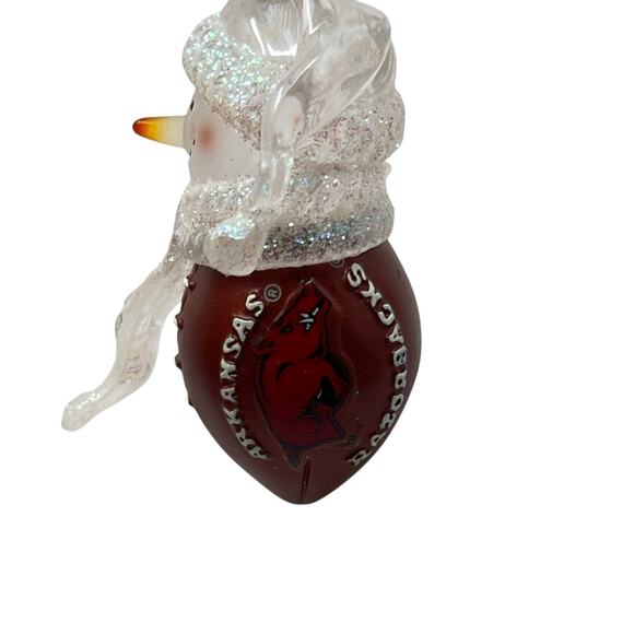 Arkansas Razorbacks Football Glass/Acrylic Snowman Sparkly Ornament - Picture 2 of 4